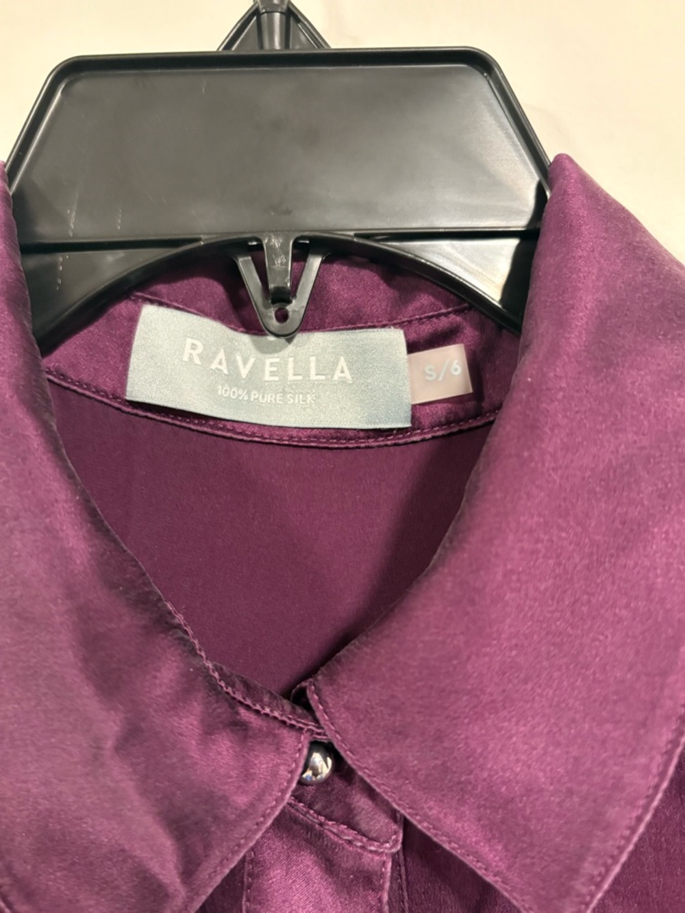 Ravella Women's Milano Silk Blouse Deep Plum Button-Down Satin Shirt - Picture 5 of 5